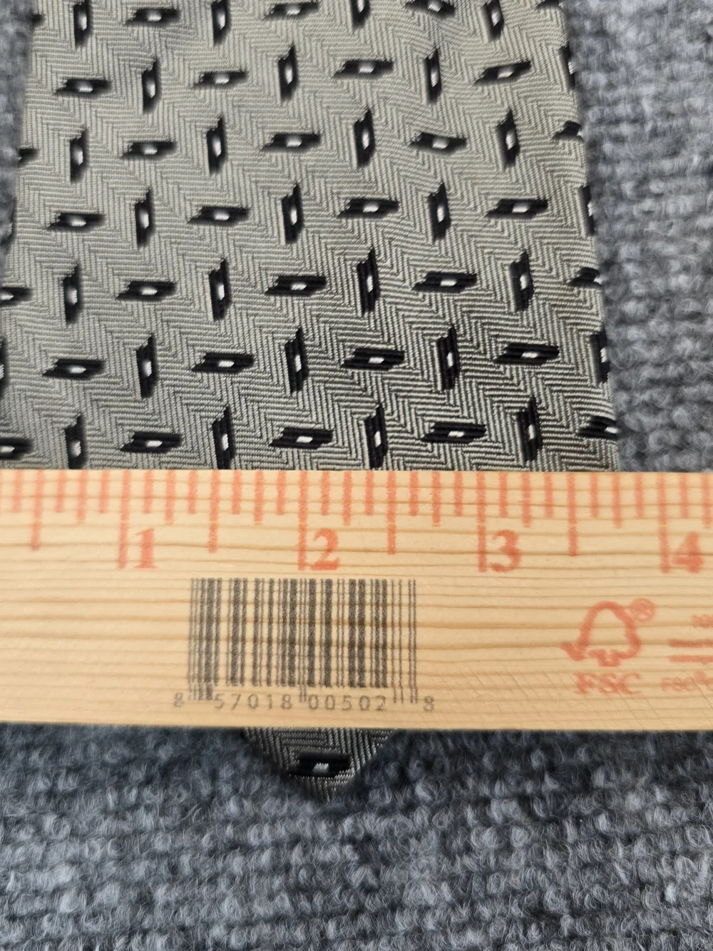 Lauren Ralph Lauren Tie Mens Gray Black Geometric 100% Silk Made USA 3.75